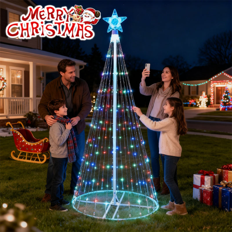 Outdoor Power For Christmas Lights - Güneş Enerjili LED Şelale Işıkları Noel