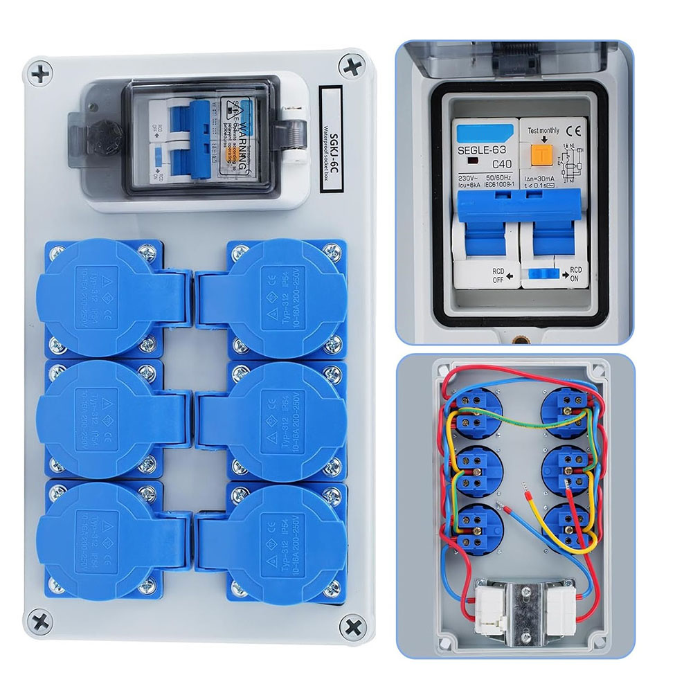 Outdoor Power Distributors - 1PC IP54 Duvara Monte Edilen 6-Pinli