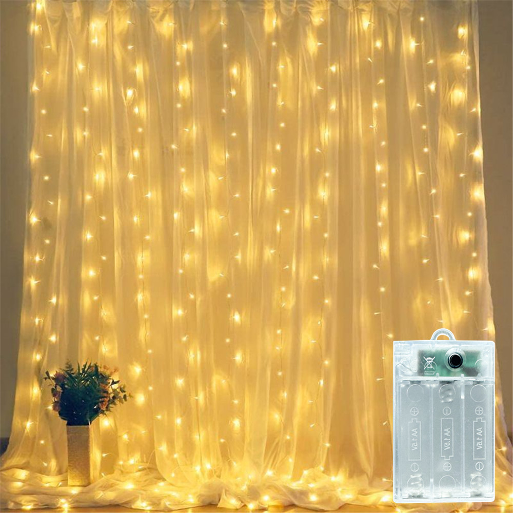 Outdoor Power For Christmas Lights - Pil Güçlü LED Perde Peri Işık