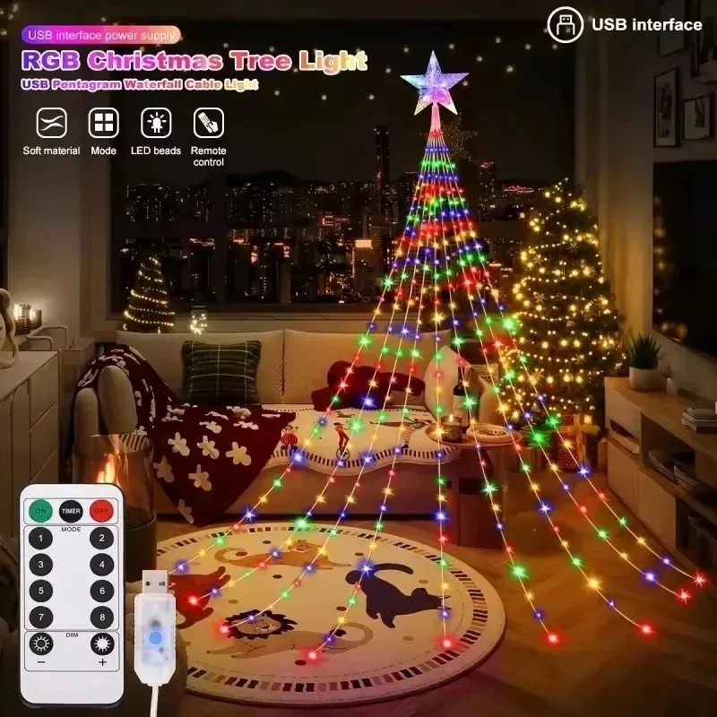 USB Güçlü Yıldız Şelale LED Iş - Outdoor Power For Christmas Lights incelemesi ve fiyatı