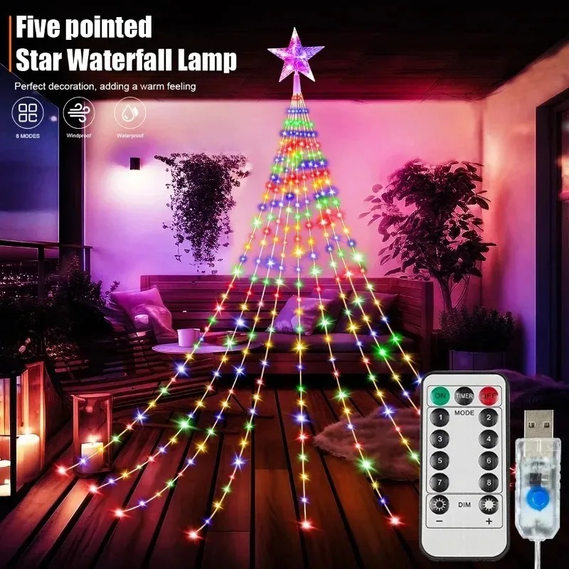 USB Güçlü Yıldız Şelale LED Iş - Outdoor Power For Christmas Lights incelemesi ve fiyatı